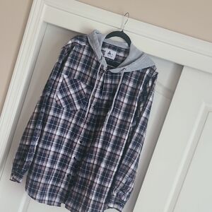 Plaid Hooded Shirt